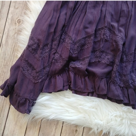 Tobi Purple Mini Lace Swing Tank Dress Tunic Top Boho Hippie M/L - Picture 4 of 6